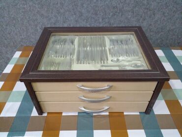 Süfrə ləvazimat dəstləri: Süfrə üçün tam dəst çəngəl-bıçaq qaşıq komplekti – vitrinli taxta — 5