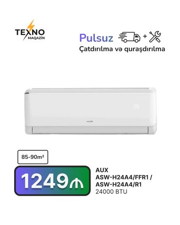 Kondisioner AUX, 85-90 kv. m, Split sistem, Kredit yoxdur, Pulsuz quraşdırılma