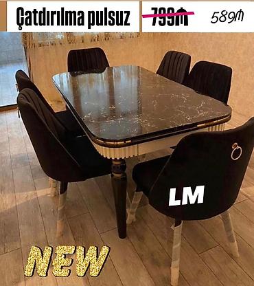 plastmas stul: Mətbəx üçün, Yeni, Açılmayan, Dördbucaq masa, 6 stul — 1