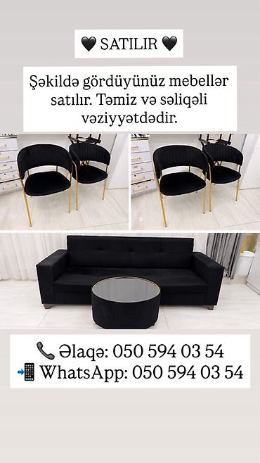 divan kreslo modelləri: Qara rəngli dəst mebel - 2 ədəd yumru arxalı kreslo: qızılı metal — 1