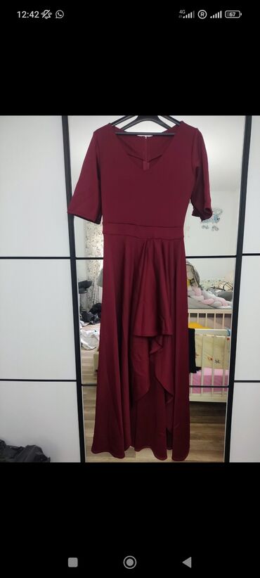 haljine sa tregerima: XL (EU 42), bоја - Bordo, Drugi stil, Kratkih rukava