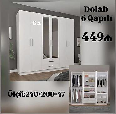 2106 qapi: Dolab – 6 qapılı, ağ rəngli, funksional geyim şkafı. - Ölçü — 1
