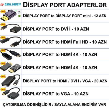 Masaüstü kompüterlər və iş stansiyaları: Display port adapterlər 🚚metrolara və ünvana çatdırılma var