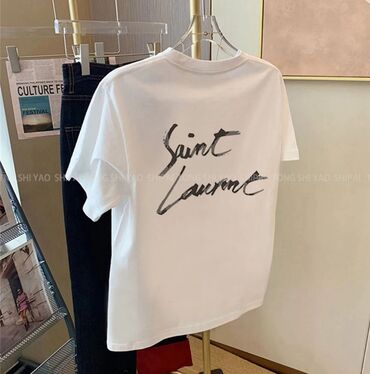 стильная молодежная рубашка: Футболка, Оверсайз, Yves Saint Laurent, Хлопок, Новый, XL (EU 42)