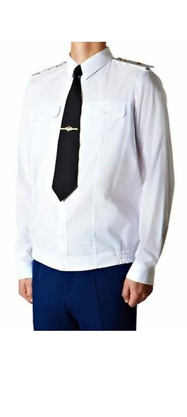 Рубашки: Белая форменная рубашка с длинным рукавом и накладными карманами с — 1