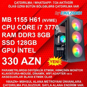 Elvin Emilzadə: Masaüstü Kompüter "Mini ATX 340-14 DDR3 1155 H61/Core i7 3770/8GB