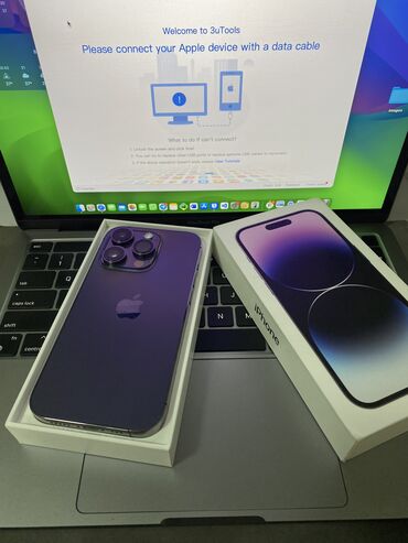 держатель для микрофона: IPhone 14 Pro, Жаңы, 128 ГБ, Deep Purple, Коргоочу айнек, Куту, 84 %
