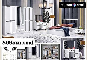Masa və oturacaq dəstləri: Masa və 6 stul dəsti – Xmd • Komplekt: 1 yemək masası + 6 ədəd stul — 231