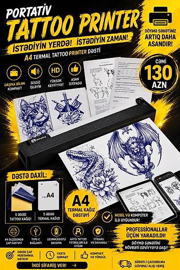printer usb: Tattoo Printer Dəsti Portativ A4 Termal - Daşına bilən, kompakt — 1