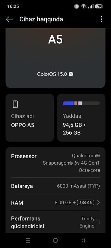 telefon 2 el satis: Oppo A5, 256 GB, rəng - Gümüşü, İki sim kartlı — 3