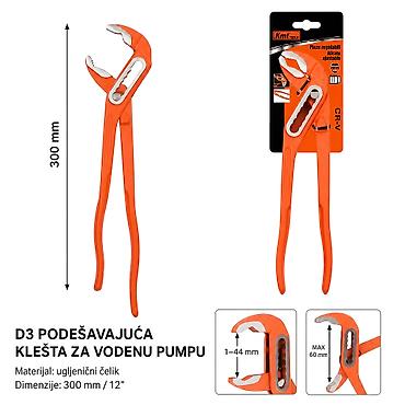 KMT D3 tip pumpa klešta 9363624-A - Podesiva klešta tipa D3 za