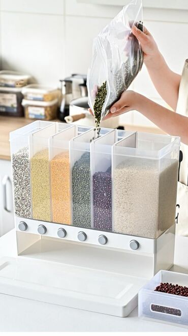 Аксессуары для кухни: Удобный прочный пластиковый контейнер для круп, герметичный, защита от