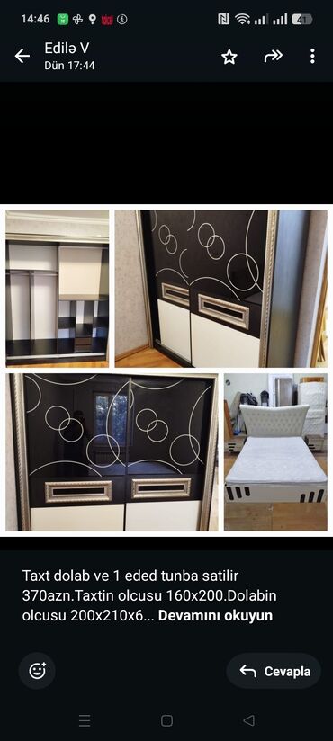 принимаем старую мебель: Taxt dolab ve 1 eded tunba satilir 370azn.Taxtin olcusu