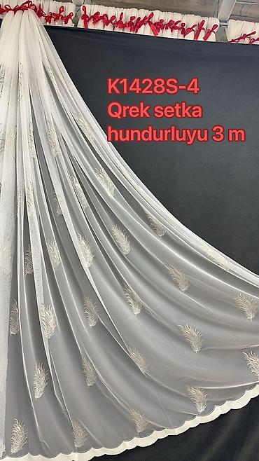 ipək parca: Tül pərdə – model 0093 seriyası - Material: incə, işıqlı tull (yarı — 8