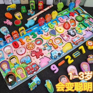 детские развивающие игрушки: Деревянные развивающие игрушки 7в 1 разноцветные, красивые фигурки