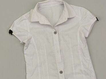 koszula chłopięca biała krótki rękaw: Koszula 5-6 lat, stan - Dobry, wzór - Jednolity kolor, kolor - Biały