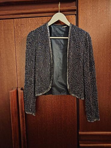 saten bolero: Elegantni bolero/sako za večernje prilike - Boja: tamno plava (night — 4