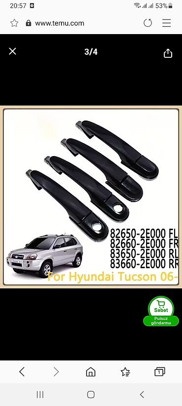 Hyundai Tucson 2006–2010 üçün qapı xarici tutacaqları dəsti Məhsulun lalafo.az -da Hyundai Tucson 2006–2010 üçün qapı xarici tutacaqları dəsti Məhsulun