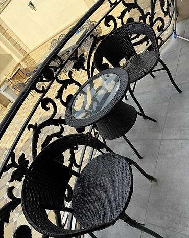 bag ucun stol: Balkon və açıq məkanlar üçün 3 parçalı dəst - Tərkib: 2 ədəd — 1