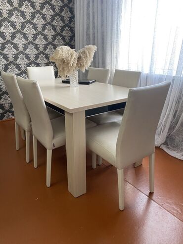 Bağ, çöl mebeli: Qonaq otağı üçün, Açılmayan, Dördbucaq masa, 6 stul