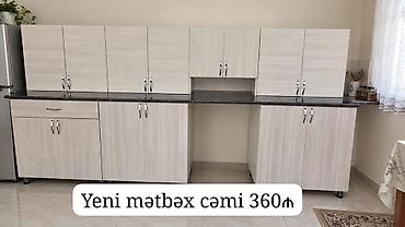 Mətbəx mebeli satılır. - Ölçü: 303 sm - Dizayn: Açıq-ağac tonlarında