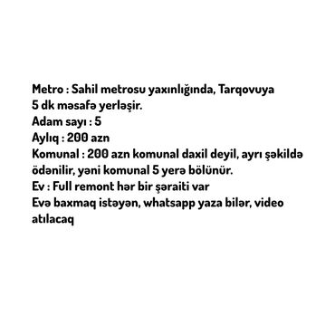 qubada kiraye evler ayliq 2024: TARQOVUNUN MERKEZINE cemi 3 -5 deqiqelik mesafe . Full remontlu eve