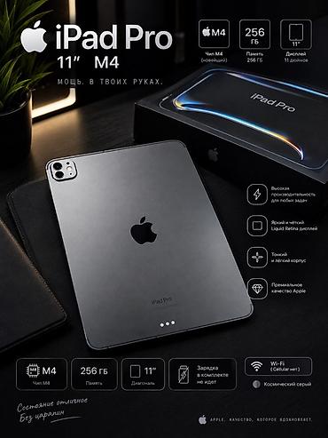 Планшеты: Apple iPad Pro 11" (М4), 256 ГБ, Wi‑Fi, космический серый АКБ 95% — 2