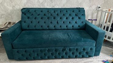 Мебель: Диван-кровать, цвет - Синий, Б/у