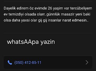 ev işi axtarıram: Gündelik iş olsada olar günlük 2 3 saat gece simeni normal iş olsada — 1