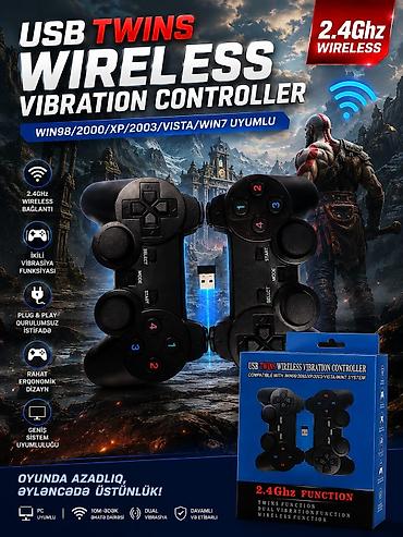 Video oyunlar və konsollar: USB TWINS Wireless Vibration Controller – 2.4 GHz simsiz qoşulan ikili — 1
