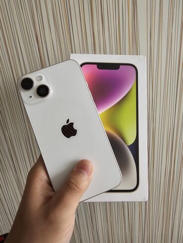 apple 4s 16: IPhone 14, Б/у, 128 ГБ, Белый, Защитное стекло, Чехол, Коробка, 89 %