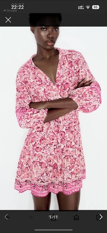 Açıqcalar: Etiketli teze Zara, uzunqol, güllü printli don
M razmer — 24