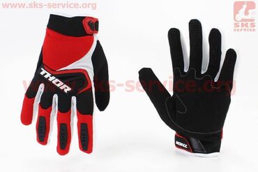 Перчатки: Перчатки мотоциклетные M-красные с цветными вставками THOR
