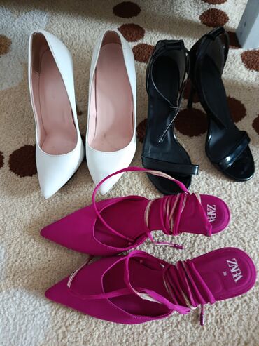 zara кожа: Туфли, 36, Zara, Б/у, цвет - Белый, Самовывоз
