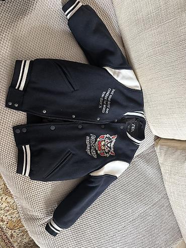 ucuz kask: ZARA uşaq bomber/varsity gödəkçəsi - Rəng: tünd göy (demək olar qara) — 3