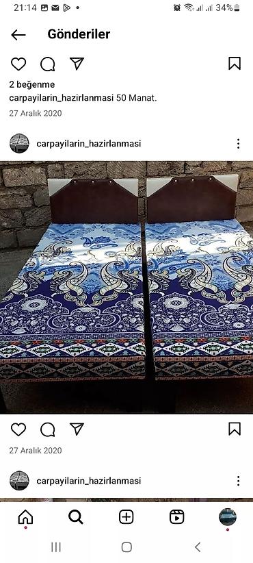 mebel alan: 1 nəfərlik çarpayılar 60manat. 2 nəfərlik taxt 110manat — 7
