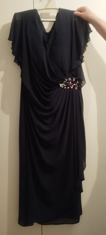 синие платье: Вечернее платье, Длинная модель, 8XL (EU 56)