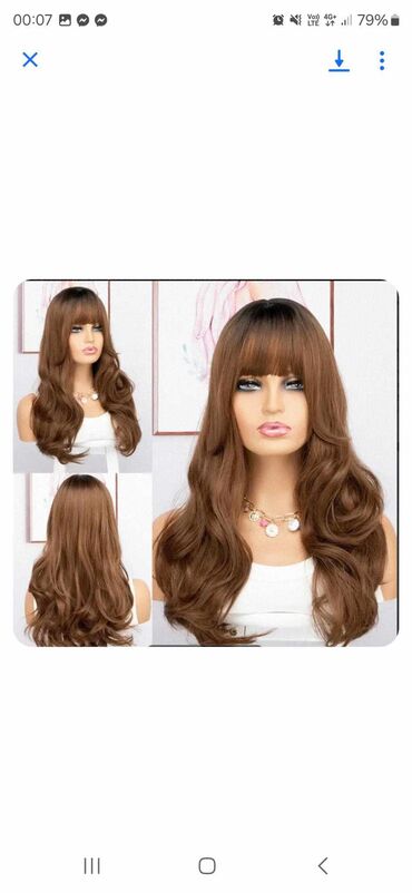 Perike i klipse: Smeđa perika sa šiškama, ravne dužine. Perika je pogodna za na lalafo.rs — 23 Perike i klipse: Smeđa perika sa šiškama, ravne dužine. Perika je pogodna za — 23