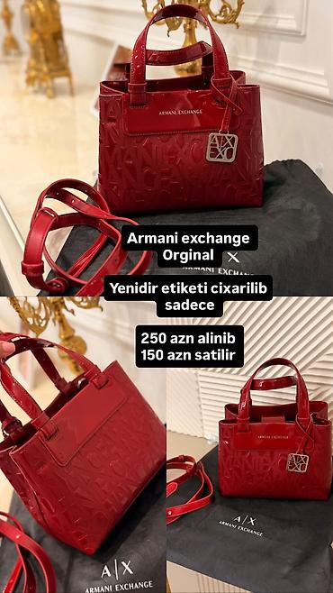 patchi goz alti: Armani Exchange qadın çantası – orijinal model - Rəng: parlaq qırmızı — 1