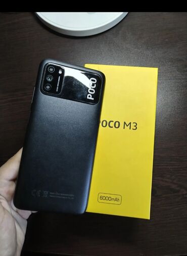 телефон fly 132: Poco M3, 64 GB, rəng - Qara, Zəmanət, Sensor, Barmaq izi