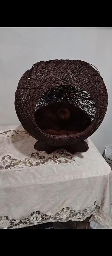 ucuz pişiklər: Ev heyvanları üçün dekorativ yuva/evcik - Material: tünd qəhvəyi — 1