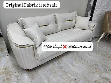 Divanlar: Original fabrik istehsalı üç nəfərlik divan. - Rəng: açıq krem - — 1