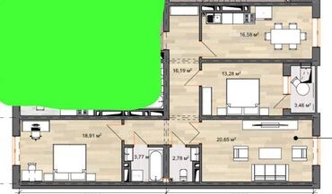 продаю участок на рассрочку: 3 комнаты, 95 м², Элитка, 12 этаж, Косметический ремонт