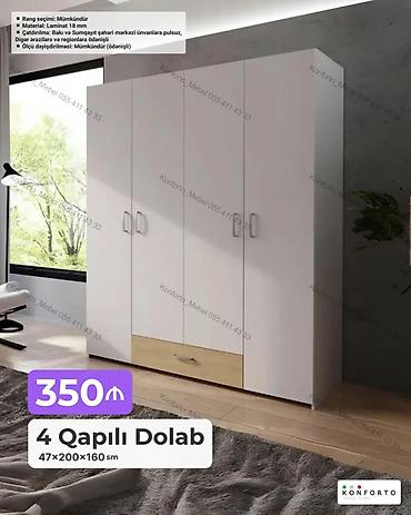 Mebel: 4 qapılı geyim dolabı - Ölçü: 47 × 200 × 160 sm - Material: 18 mm — 1