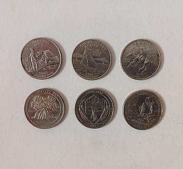 Искусство и коллекционирование: ABŞ Quarter Dollar kolleksiyası – 6 ədəd tematik rüb dolları (25 sent) — 1