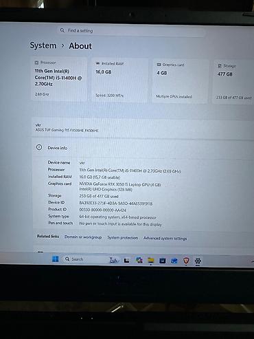 1060 ti: ASUS TUF Gaming F15 (FX506HE) - Prosessor: 11-ci nəsil Intel Core — 3