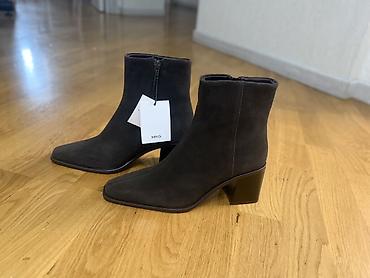 boot: Mango yeni 38 ölçü MNG Suede Block-Heel Boots – “Chocolate” rəng - — 1