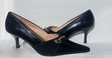 туфли на каблуке с открытым носиком: Туфли 36, цвет - Черный