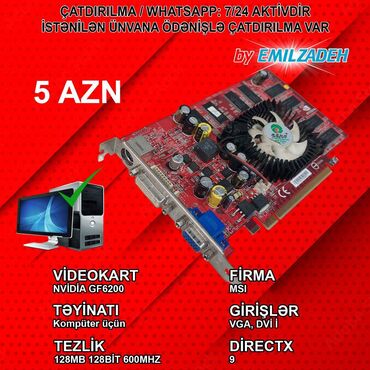 Videokartlar: Videokart NVidia GeForce 210, < 4 GB, İşlənmiş