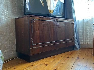 retro mebel: Retro taxta TV tumbası / şkaf - Material: möhkəm ağac, tünd qəhvəyi — 2